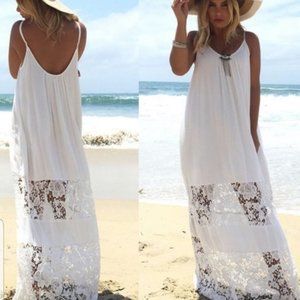 Zanzea Boho Gypsy Lacey White Coverup Dress - 14